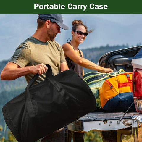 People packing 3.5 Inch Extra Thick Foam Camping Mattress With Dual Layer Comfort in a portable travel bag into car trunk.