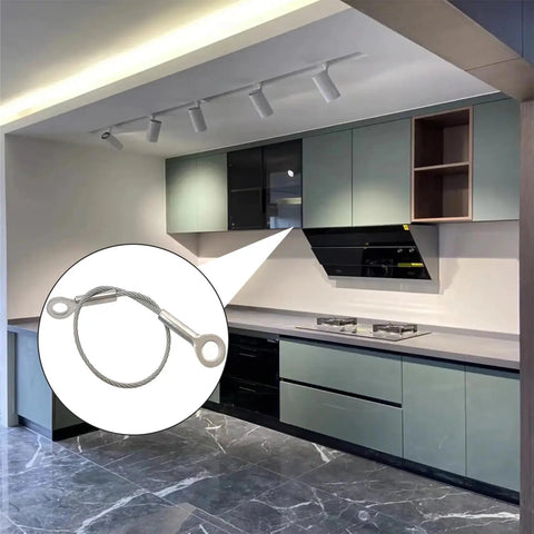 Heavy Duty 304 Stainless Steel Cabinet Door Restraint Cables Set Of 20 Comes Loaded With All Mounting Screws for kitchen installation.