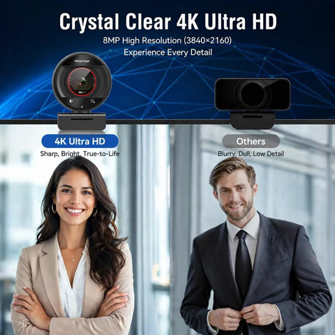 Straight Fire 4K Webcam For PC With Smooth PDAF Autofocus And Built In Mic That Slaps Nailing Ultra HD Live Streams On Windows Computers For Gaming And Homework Sessions, showing side-by-side comparison of clear 4K image quality.