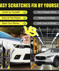 Jet Black Mica Mazda Touch Up Paint Kit 2 In 1 Car Scratch Repair for Nicks and Chips exact color match easy fix illustrated.