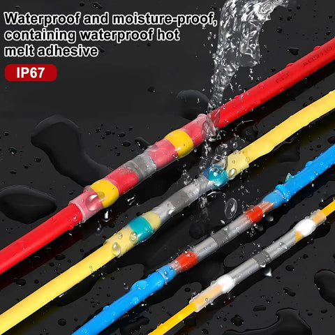 125 Pcs Heavy Duty Heat Shrink Solder Seal Wire Connectors Kit With Waterproof Butt Terminals And Solders Sleeves For Marine Automotive Boat Wiring Splice Joints In Red Blue White And Yellow Sizes. IP67 waterproof solder seal wire splices under water