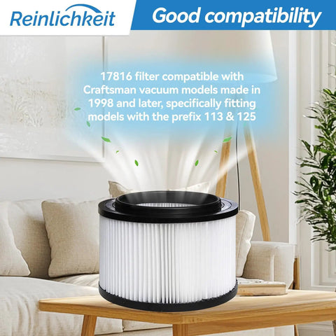 Replacement General Purpose Vacuum Filter For 3 To 4 Gallon Vacuums Fits 113 And 125 Prefix Models From 1998 On displayed on table