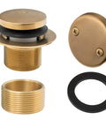 Tip Toe Bathtub Drain Trim Set With Two Hole Overflow Faceplate Replacement Bath Drain Kit With Universal Fine Coarse Thread Brushed Gold Finish