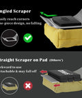 Comparison of angled vs straight scraper of Bristle Free Grill Brush With Steam Cleaning Safe Non Metallic Pad Replaceable Head For Any Grill Grate 17 Inch Long Handle One Fit All Scraper Outdoor BBQ Cleaner Tool Gift For Men Dad.