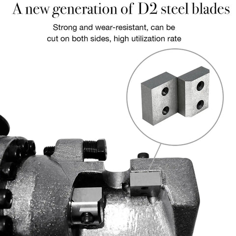 Portable Electric Rebar Cutter With Upgraded Steel Jaw Blades And 900W Copper Motor For Cutting Steel Bars 4-20Mm showing D2 steel blades.