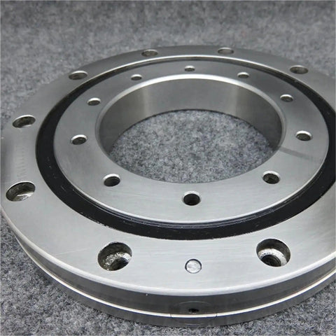 RU148 Crossed Roller Ring Bearing Heavy Duty Slewing Component For Humanoid Robot Arms 90 Mm Id 210 Mm Od 25 Mm Thick showing detailed steel surface.