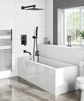 Modern bathroom with All In One Matte Black Shower System With 10 Inch Rain Shower Head And Handheld Spray, Wall Mount Tub Spout