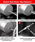 Premium 8-Piece Screw Extractor Kit Made From Heat Treated Carbon Steel. Heavy Duty Double Headed Bits For Stripped Bolt Removal In Auto And Construction Jobs. Tough Tool To Pull Broken Threads Without Breaking Effortlessly Save Time On Rusted Fasteners. illustrated steps for drilling and removing a broken bolt