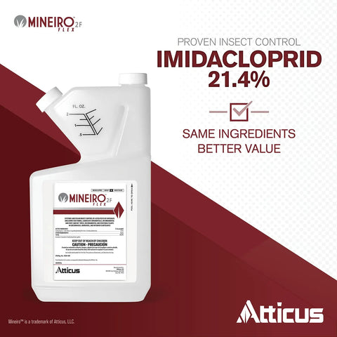 Packaging of Mineiro 2F Flex Twenty One Point Four Percent Imidacloprid Insecticide Concentrate for Grub and Bug Control on Lawns 32 Oz