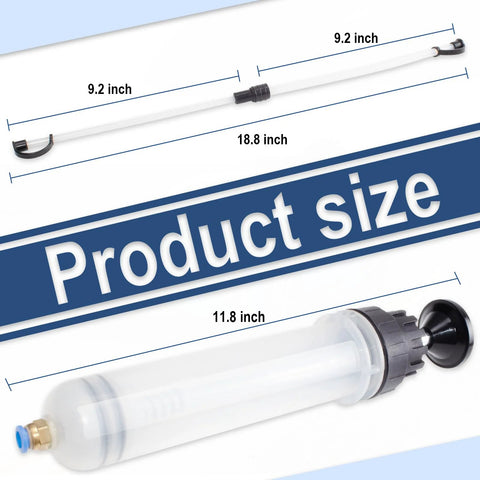 ecocstm 200CC Fluid Extractor oil pump with two 9.2-inch extension tubes and clear syringe-style reservoir