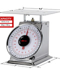 44 Lbs Stainless Steel Mechanical Kitchen Scale Built Like A Tank For Precise Portion Control Heavy Duty Produce Scale