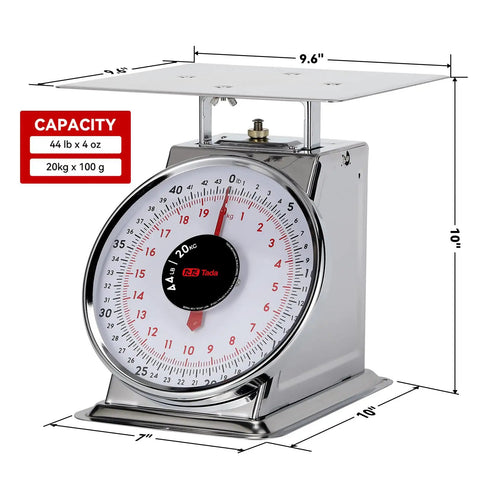44 Lbs Stainless Steel Mechanical Kitchen Scale Built Like A Tank For Precise Portion Control Heavy Duty Produce Scale
