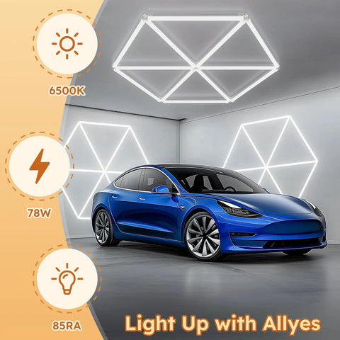 Hexagon Garage LED Lights Hexagonal Panel 6500K Daylight 5940LM Ultra Bright Ceiling Lighting For Workshops Basements