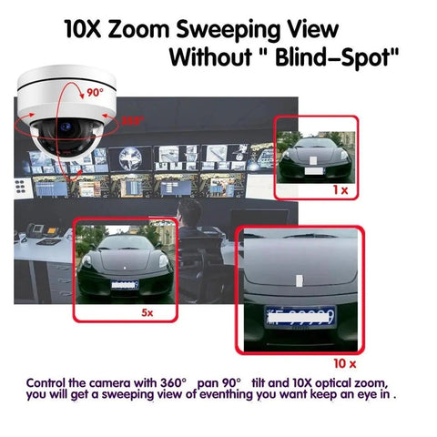 Straight Up Clear 8 Channel POE NVR Security Kit Pairing 5MP PTZ Dome Camera with 10X optical zoom and sweeping view.