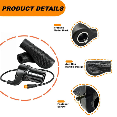 Half Twist Throttle For Electric Bikes Right Handle 20X Universal 12V To 72V Electric Bike Controller Compatible Waterproof 3 Pin Plug For Folding Electric Scooter And Bicycle Conversion
