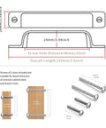 Dimensions and screw details for Antique Brass Cabinet Drawer Pulls 10 Pack Zinc Alloy Cup Pulls For Kitchen Cabinets And Dressers Center To Center Three And Three Quarters Inches Overall Length Five Point Twenty Five Inches Width Seven Eighth Inch Easy Installation