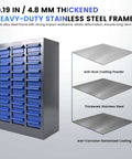 Front view of 40 Drawer Metal Organizer Cabinet For Garage And Workshop Tough As Nails With Alloy Steel Frame