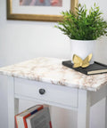 Brown Marble Self Adhesive Film For Walls And Furniture Peel And Stick Decorative Vinyl Wrap installed on a table top