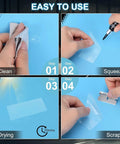 Steps to use Windshield Repair Kit For Cars, 4 Piece Auto Glass Repair Set With Nano Glass Repair Fluid for fixing chips and cracks