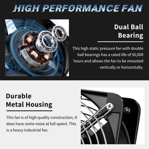 Beefy 6 Inch Axial Fan 110V 120V AC 150x50mm Metal Cooling Fan Delivers 201 To 236 CFM At 2700 RPM with dual ball bearings