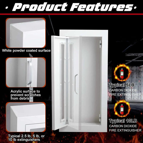 Heavy Duty 10lb Fire Extinguisher Cabinet With Wall Or Surface Mount Options In Bright White Steel Rock Solid Safety Gear Locker For Garage Or Workshop And Easy As Pie To Install