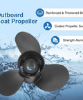 Outboard Boat Propeller 13.25 x 17 Pitch Replacement For Mercury 60 75 90 100 115 HP Motors 15 Spline Right Hand Rotation Three Blade Durable Aluminum Prop With Black Finish