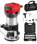Smooth Operator Corded Wood Router With Variable Speed And 15 Pc Bit Set for precision edge work and clean cuts.