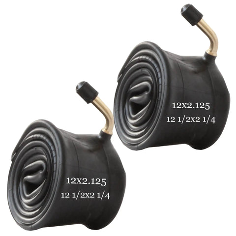Two Pack Bike Tubes With Bent Valve For Electric Bikes Kids Bikes And Electric Scooters Made From Butyl Rubber, 12x2.125 size