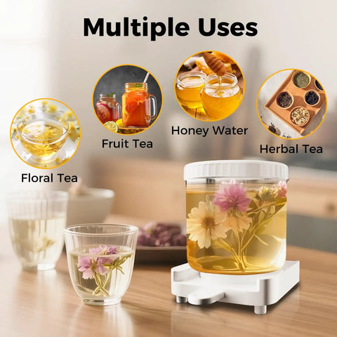 Compact Countertop Instant Hot And Cold Water Dispenser Featuring Premium Reverse Osmosis Filtration And A Slick Built In Tea Infuser for making various teas.