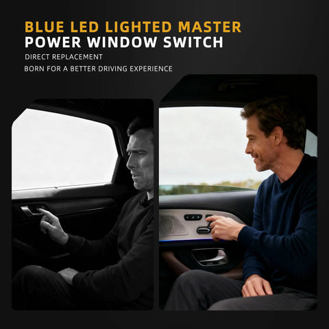 Users operating Lit Blue LED Master Window Switch Panel For Toyota Tundra 2007-2021 with Auto Up and Down