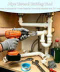 Easy And Comfortable 3 Piece Internal External Pipe Threading Tool Kit Includes 1/2 3/4 1 Inch NPT Sizes For Electric Drill in use.