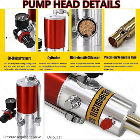Industrial Grade Pneumatic Grease Pump For 55 Gallon Drums Air Powered With 16 Foot Hose 40 To 1 High Pressure Ratio pump head details