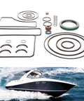 Upper Unit Seal Kit For Bravo Stern Drive Replacement Marine Grade Gasket Set next to speedboat on water