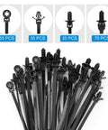 Heavy Duty Nylon Zip Ties Kit 210 Piece Push Mount Self Locking Cable Ties In 5 Sizes UV Resistant For Auto Home And Workshop