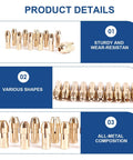 Heavy Duty Drill Chuck Collet Set Replaces 1-32 Inch To 1-8 Inch Keyless Rotary Tool Adapter With Quick Change Nut, golden collets in various shapes.