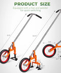 2 In 1 Manual Wheel Hoe Garden Cultivator With Adjustable Long Handle 51.9 To 64.9 Inches, dual tool attachments, heavy duty steel frame