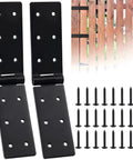 Gate Hinges With Screws Black Adjustable Hardware Hinges Kit For Barn Doors Fences And Yard Gates Durable Two Pack Easy To Install