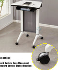 Rock Solid Portable Podium Stand With Quick Tilt Locks And Heavy Duty Casters That Roll Smoothly For Teaching Lectures Boardroom Meetings Church Services And Live Presentations with smooth rolling casters.