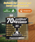 HobbyPark 70Kg waterproof metal-gear RC servo; black body with gold heat-sink fins (front view)