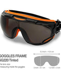 Wide Vision Lab Safety Goggles For Chemical Splash Protection, Anti Fog And Scratch Resistant Lens, 19mm Strap, Black Orange