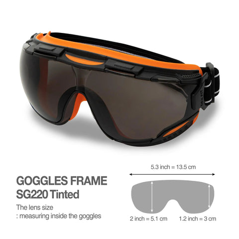 Wide Vision Lab Safety Goggles For Chemical Splash Protection, Anti Fog And Scratch Resistant Lens, 19mm Strap, Black Orange