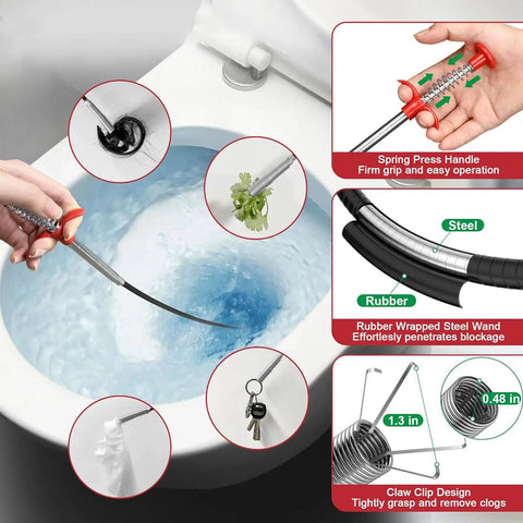 Flexible Grabber Claw Tool Reacher With Four Claws Bendable Hose For Hair Clog Removal In Kitchen Sink Bathroom Drains Toilet Easy To Use Plumbing Snake Tool For Home