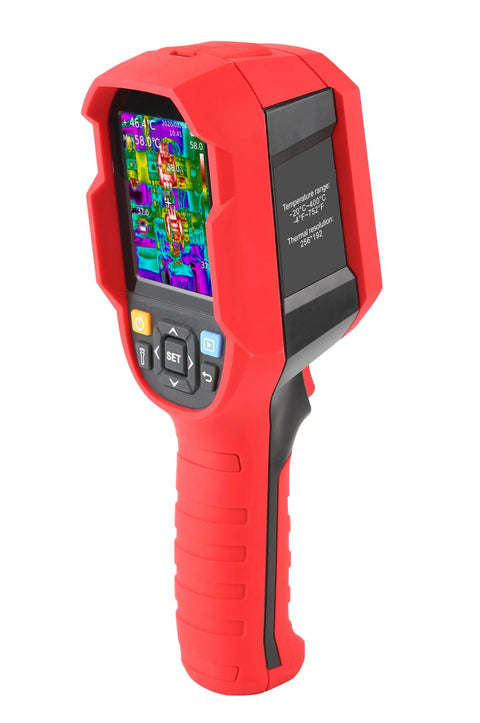 UTi720A Thermal Imaging Camera 256x192 Pro Grade Infrared Cam in red casing with visible display and controls.
