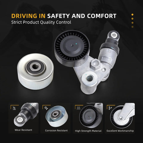 Idler Pulley With Belt Tensioner Kit #39104 36325 For Hyundai Veracruz Sonata Santa Fe Kia Telluride And Palisade V6 Engine Replacement to reduce belt squeak