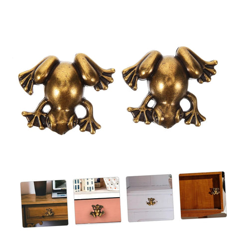 Frog Shape Pull Handles 2 Pack Vintage Style Metal Cabinet Drawer Pulls For Wardrobe Dresser And Kids Room Hardware Durable