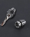 Pro Grade Complete 19 Piece Spring Collet Set With M14 Threaded Clamping Nuts for CNC engraving showing collet with drill bit