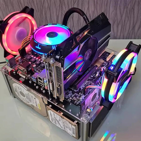 Open Frame PC Case For ATX, MATX And ITX Motherboards, Transparent Acrylic Chassis With Open Design For Easy Cooling And DIY Desktop Rig