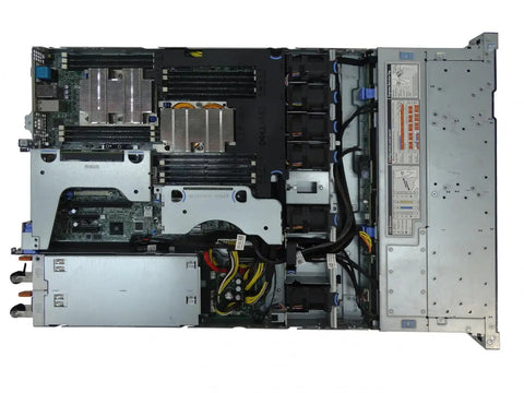 Top view of Dual Intel Xeon Platinum 8256 R440 Rackserver with internal components including cooling, RAM slots, and layout.