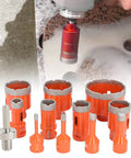 Get Your 11 Piece Diamond Hole Saw Kit For Ceramic Tile Marble Granite And Hard Stone Cutting With M14 Thread And Hex Shank Adapter Featuring Cool Wax For Fast Cooling And Chip Holes In 6 To 68mm Sizes That Rock Any DIY Or Pro Project Without Hassle. 11pc diamond hole saw kit with M14 adapter, shown drilling ceramic tile
