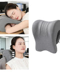 Headrest Cushion Attachment for Desk Chair Memory Foam Ergonomic Neck Pillow for Napping and Sleep Office Comfort shown in use
